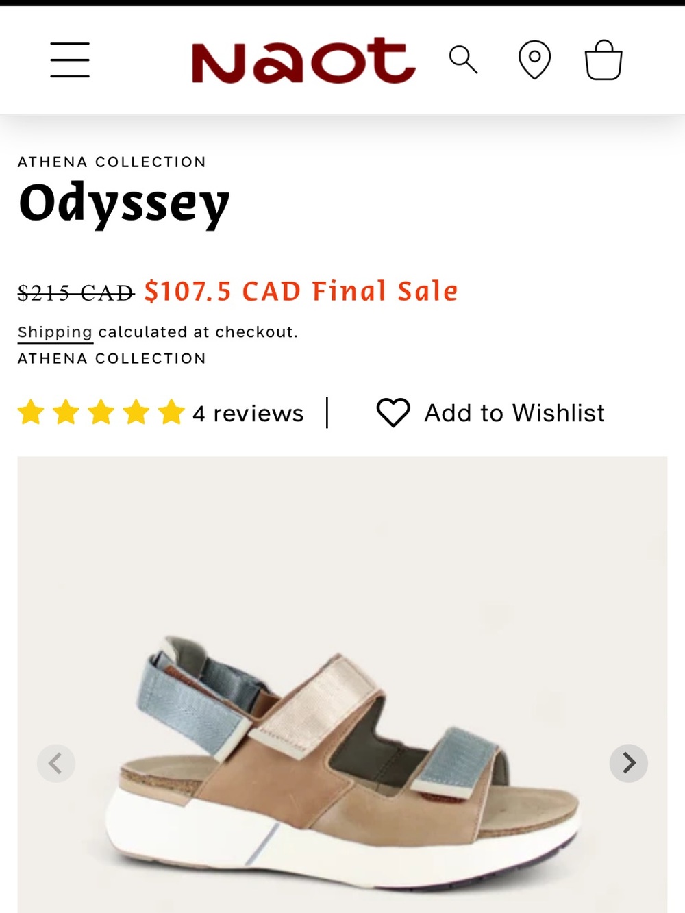 Naot Women's Odyssey sandals size 37